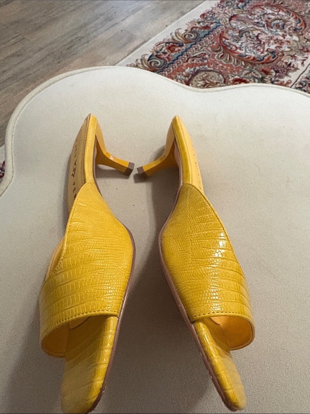 Katy Perry Collections Yellow Croc-Embossed Slide Mules - Picture 2 of 3